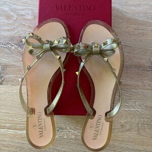 Valentino Rockstud PVC Jelly Thong Sandal- Gold
